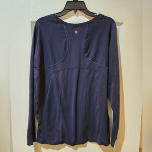 ATHLETA Womens Momentum seamless top, fitted, Navy, XL